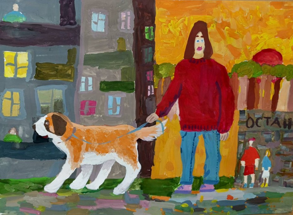 Вечерняя прогулка с собачкой