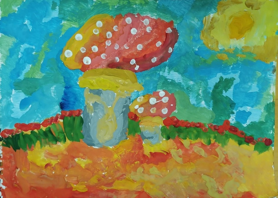 Мухоморы и брусника