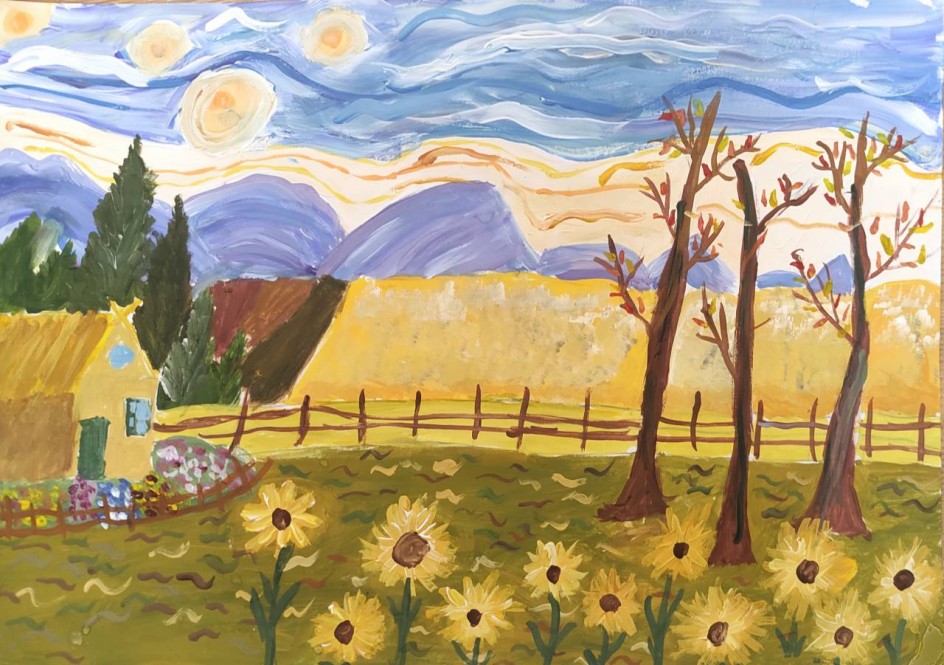 Пейзаж с подсолнухами