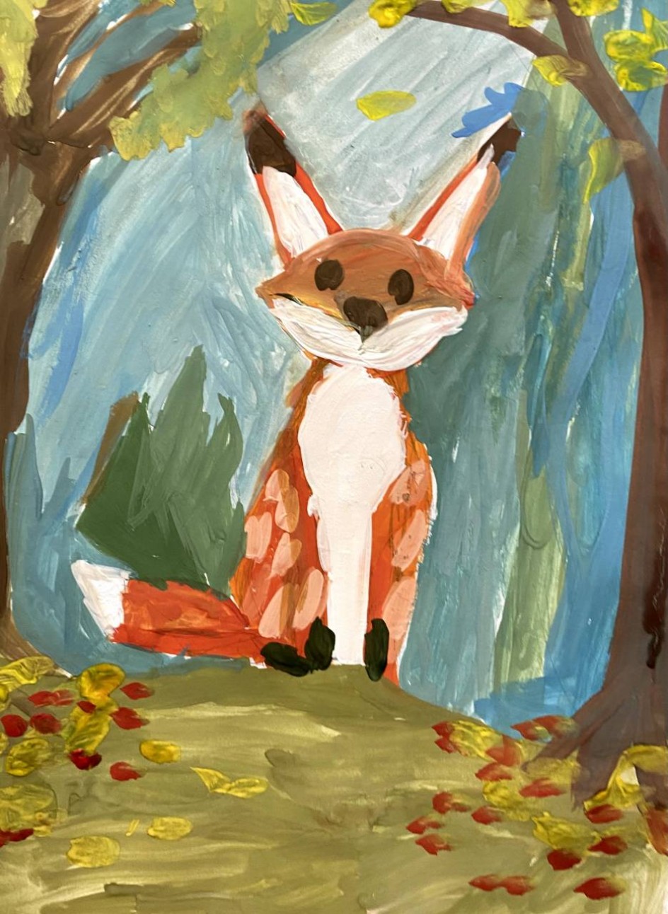 Лисица в осеннем лесу