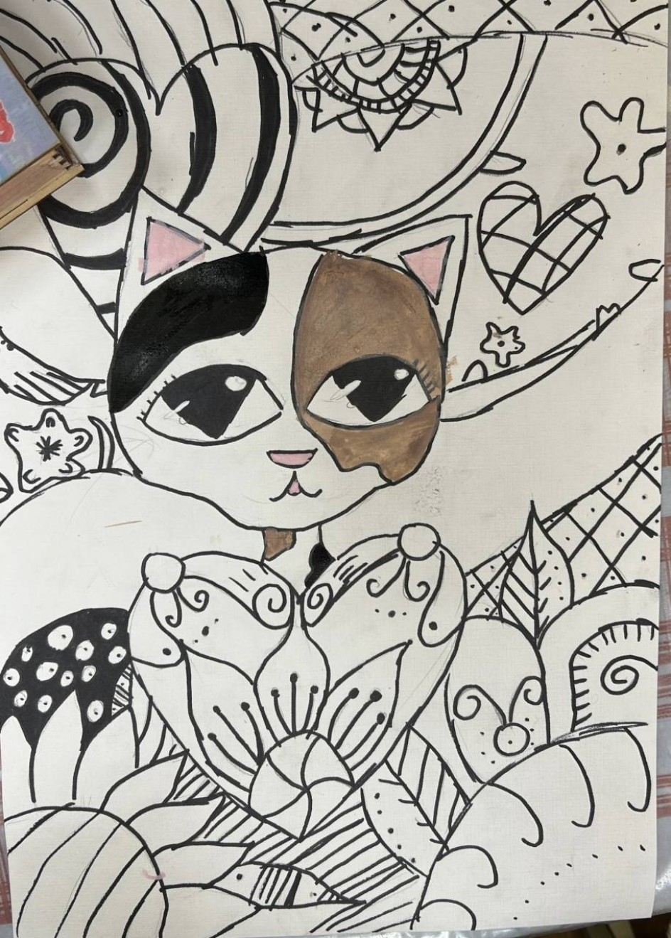 Котик в технике зентагл