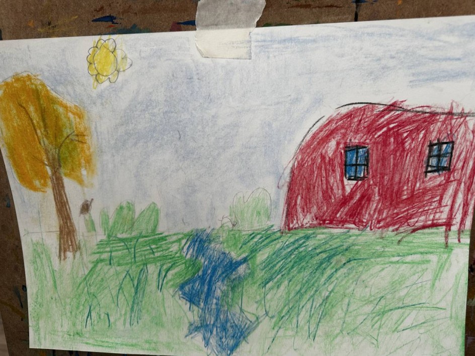 Осенний розовый домик