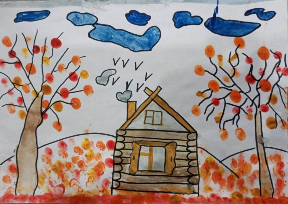 Домик в деревне осенью