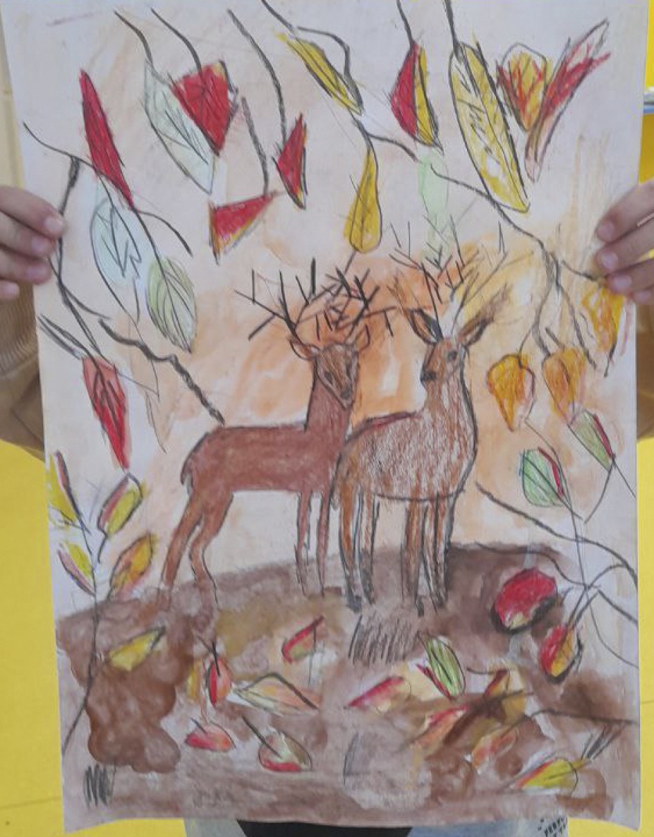 Олени в осеннем лесу