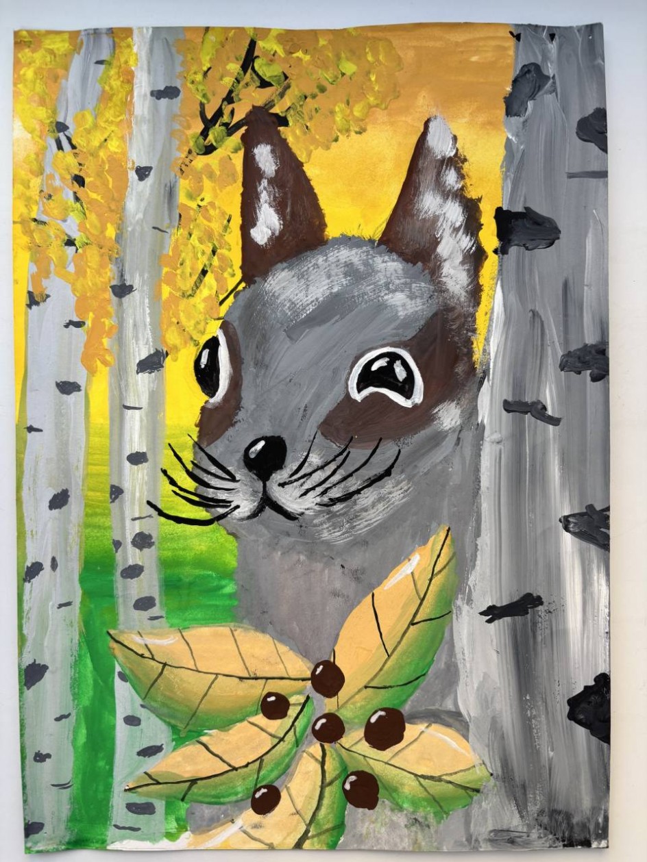 Осенние запасы бельчонка