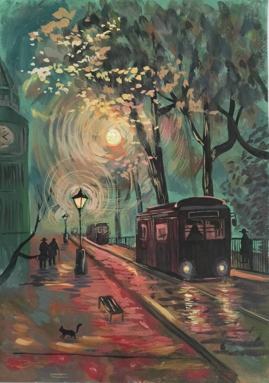 Осеняя ночь, фонарь