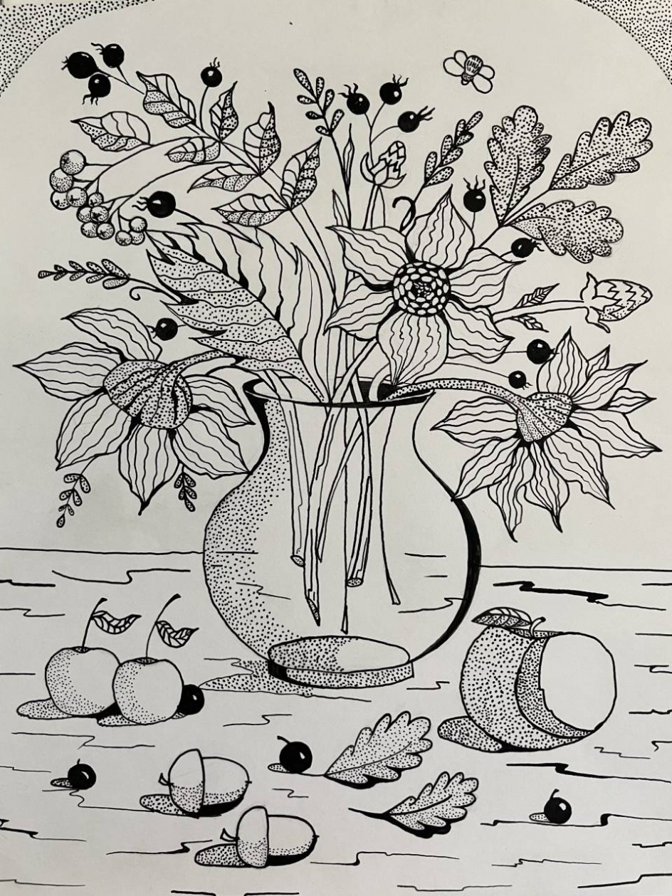 «Осенний букет» (тушь)