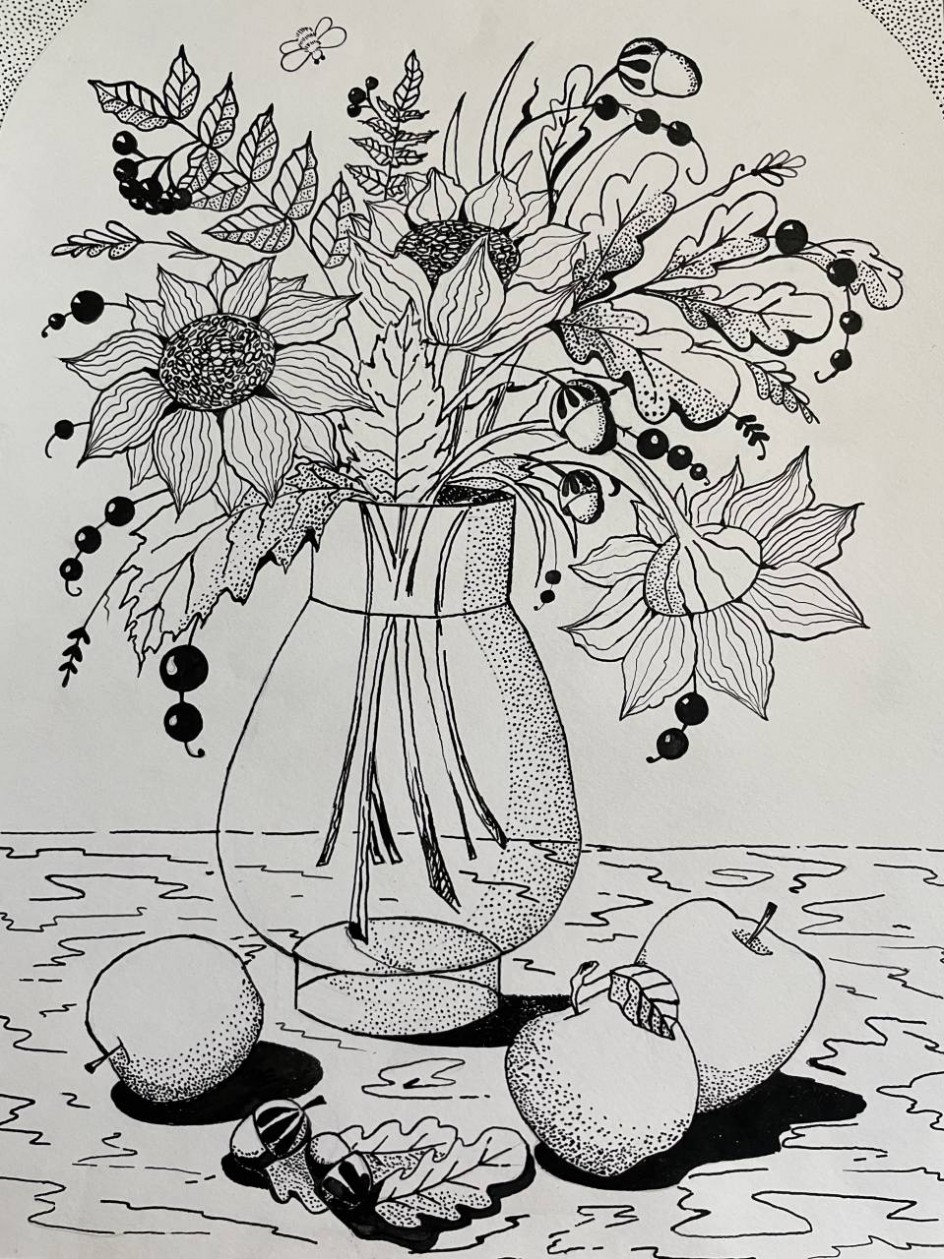 «Осенний букет» (тушь)