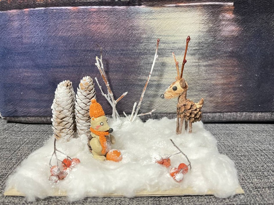 Зимняя история оленя и ежа