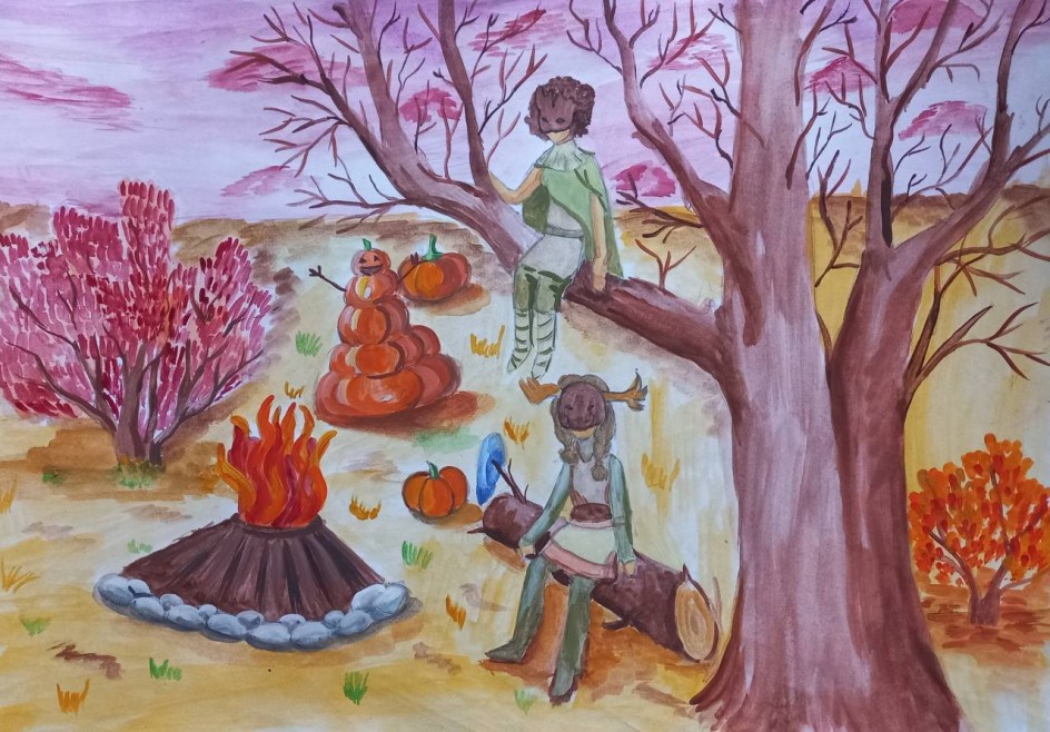 Дети в осеннем лесу