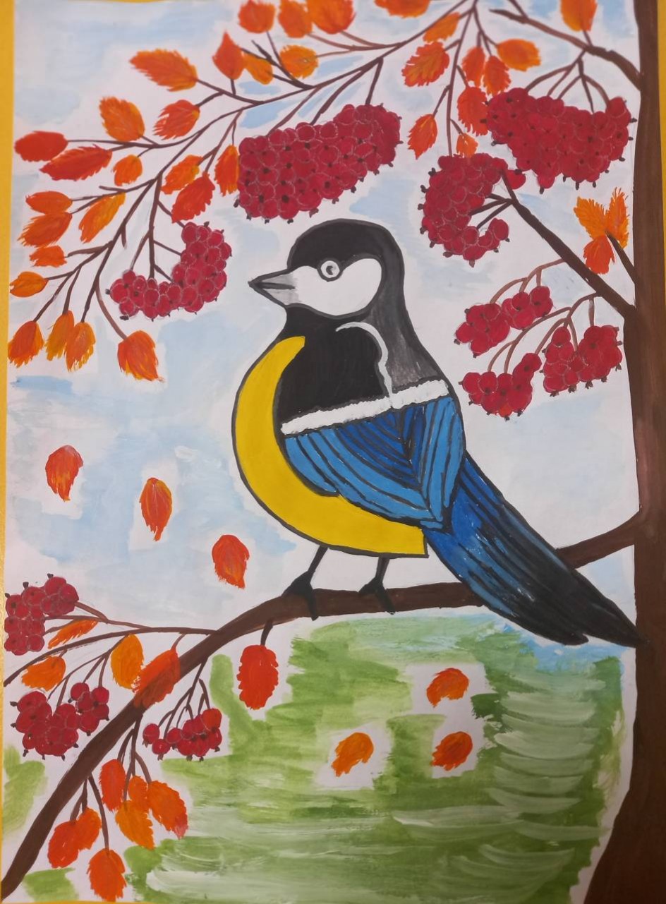 Синичка на ветке.