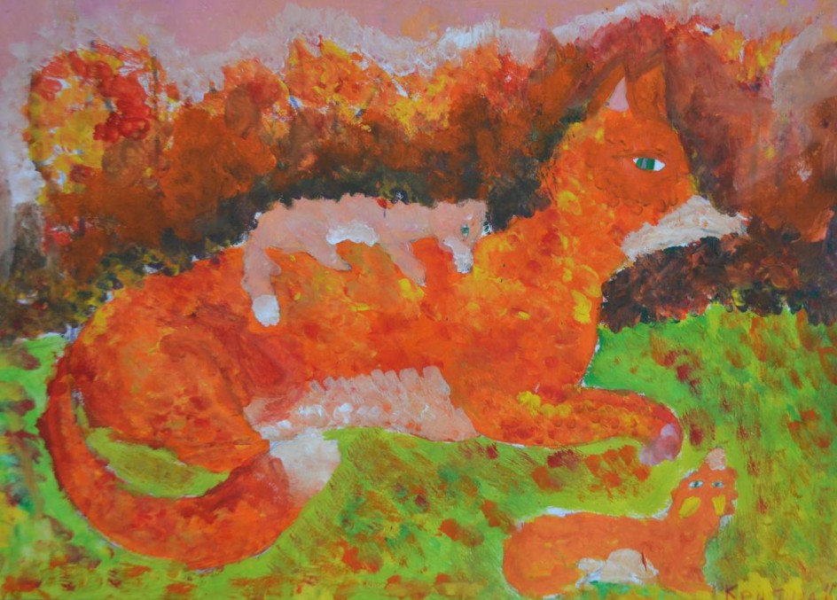 Лисички в осеннем лесу