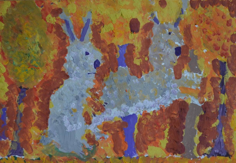 Зайцы в осеннем лесу