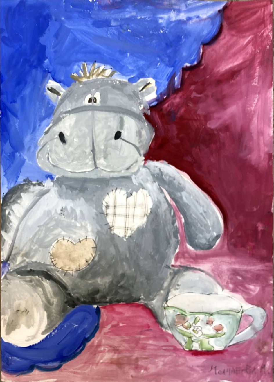 Натюрморт "Бегемотик пьет чай"