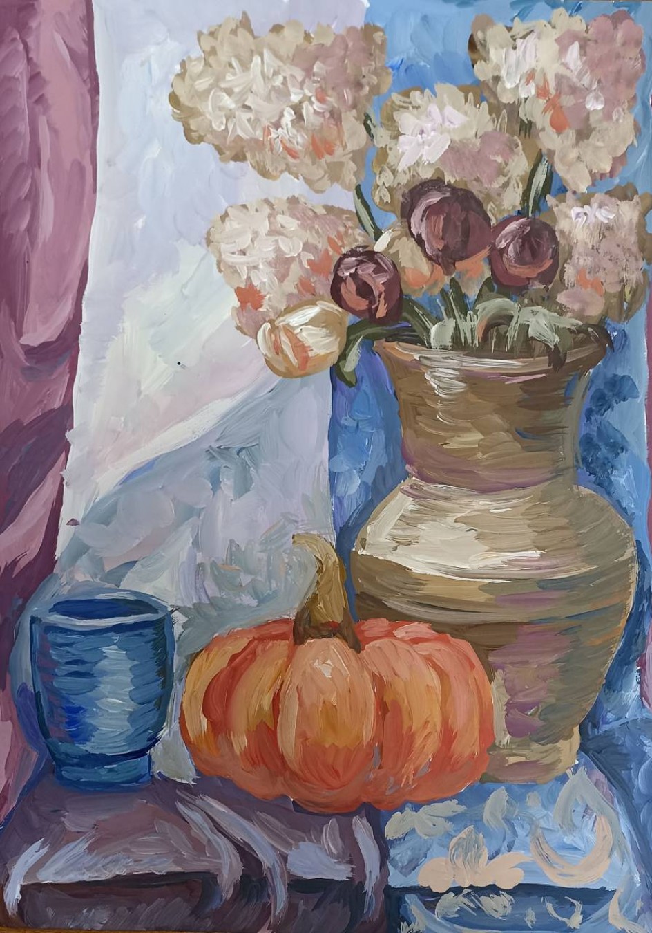 Тыква и гортензии