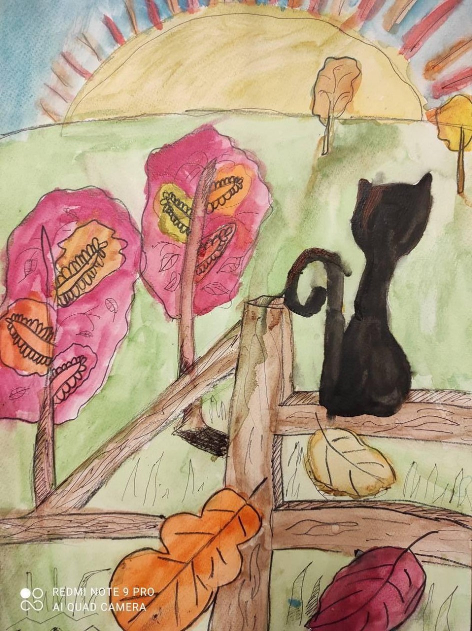 Кот и осень.