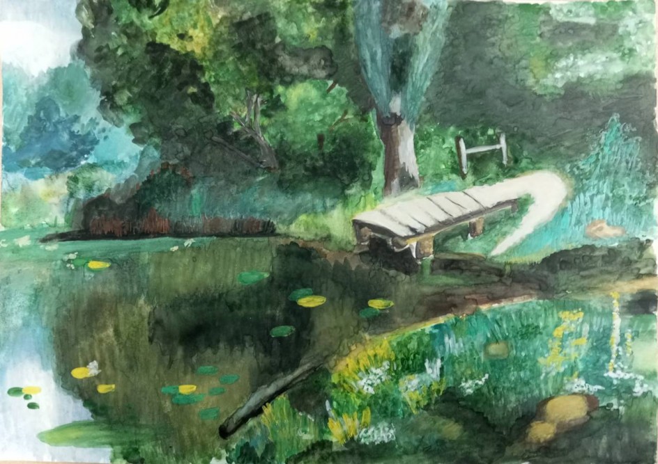 копия картины Василия Поленова "Заросший пруд"