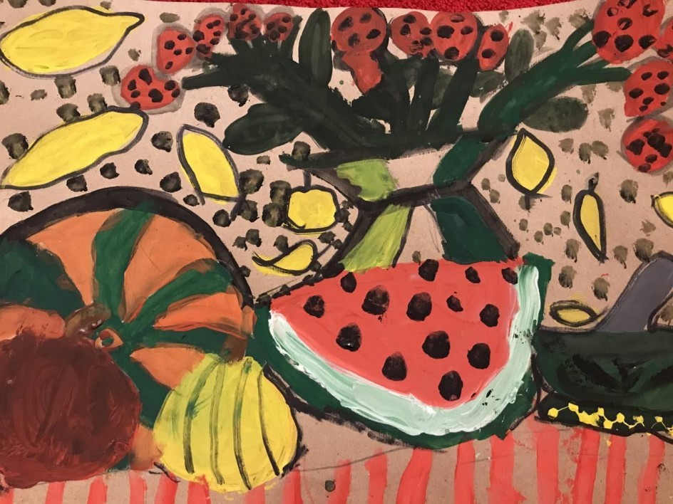 Натюрморт с арбузом и тыквой