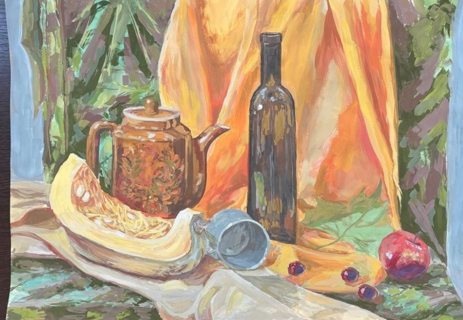 Учебный натюрморт с тыквой