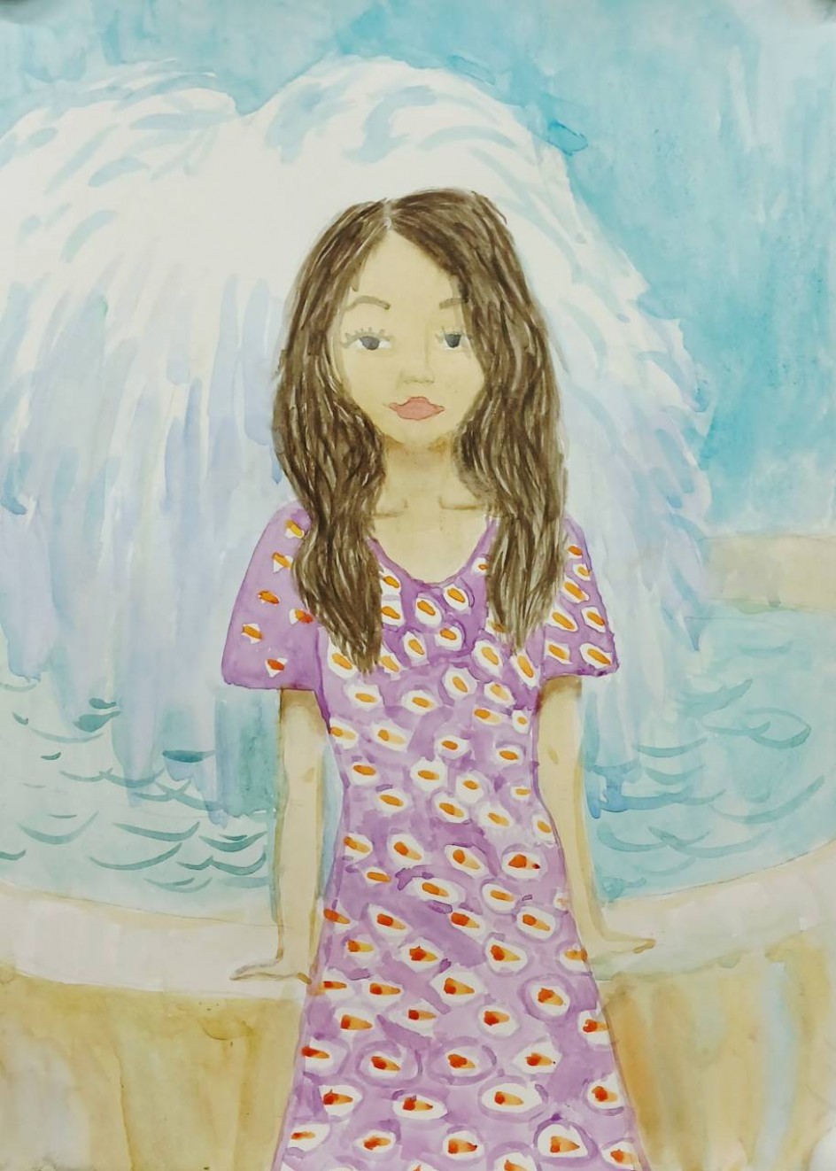 Мама у фонтана