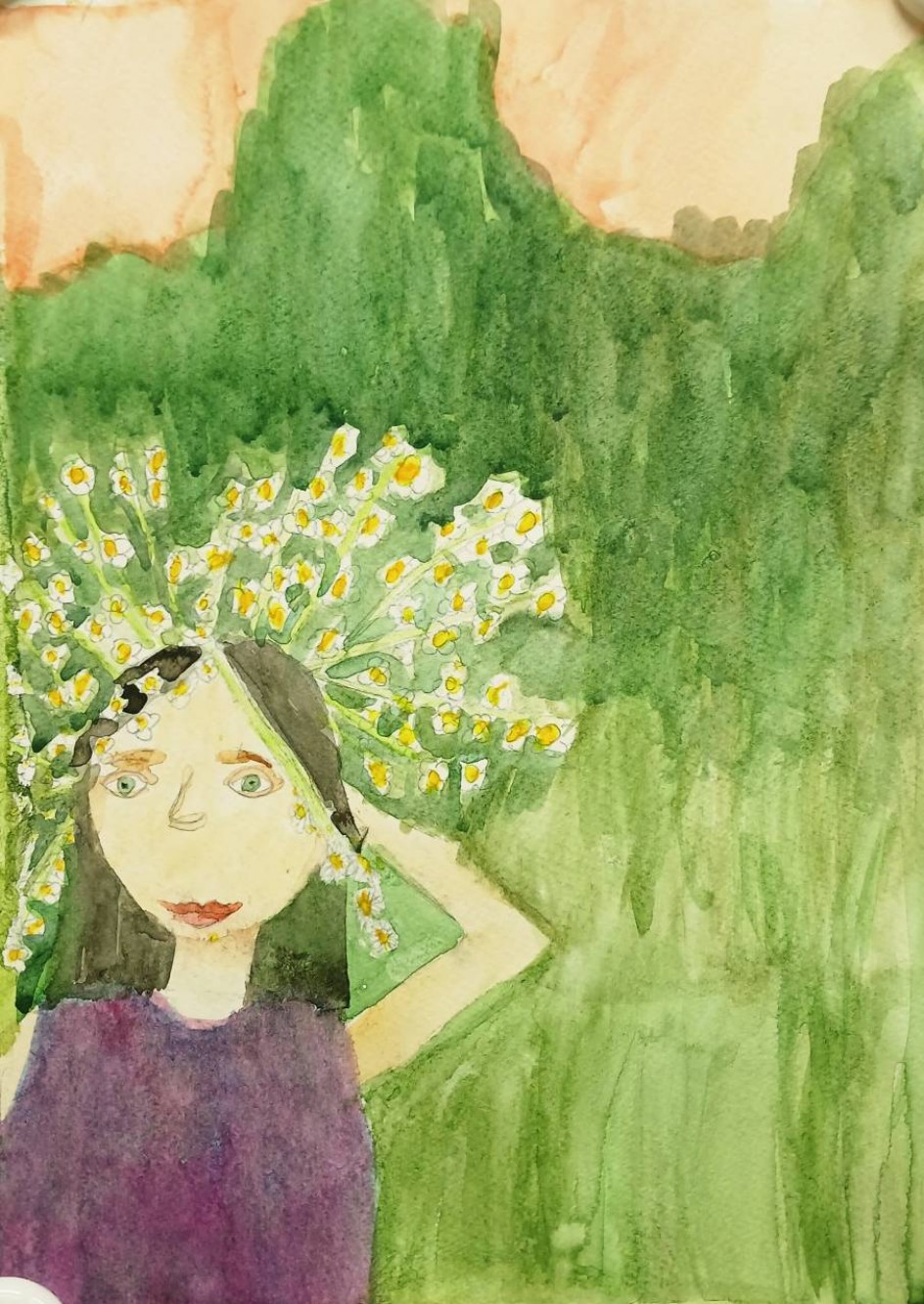 Мама в венке ромашек