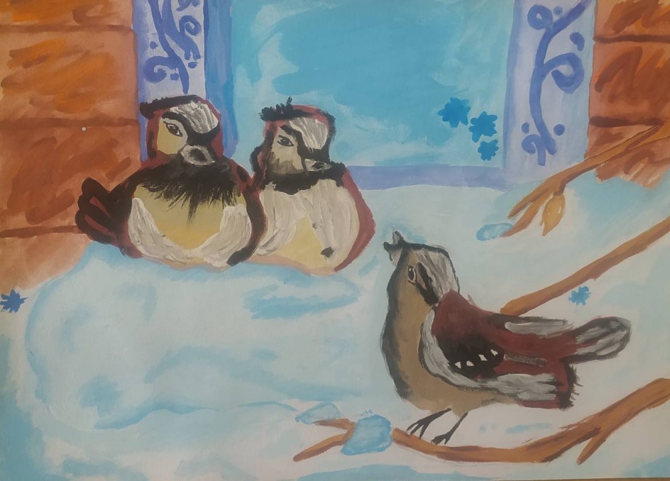 "Воробышки игривые" Иллюстрация к стихотворению С. Есенина "Поет зима-аукает" Воробышки игривые