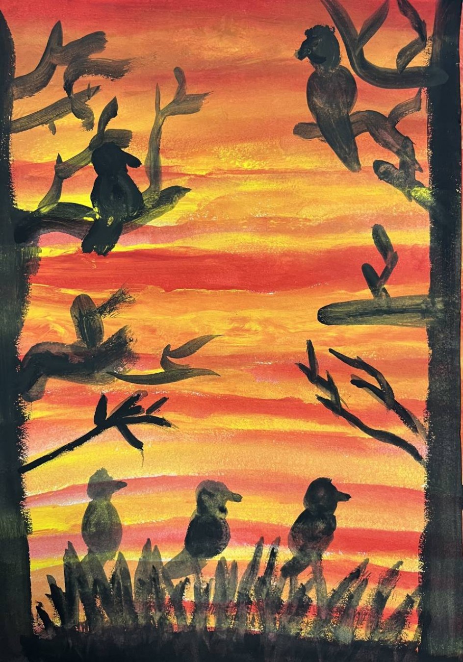 Птицы а вечернем закате