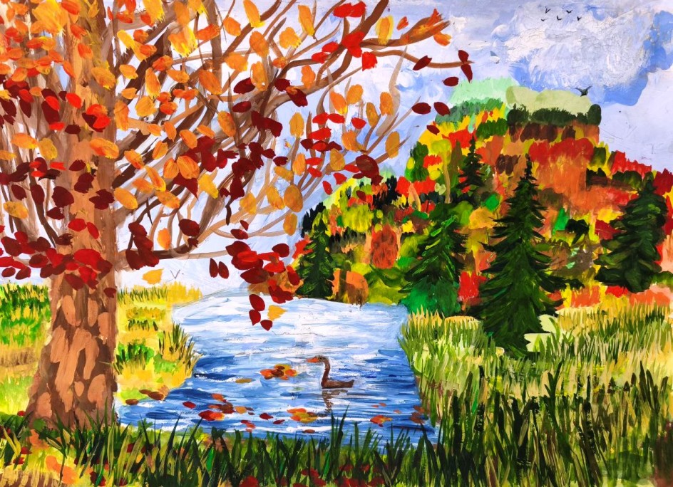 Озеро осенью