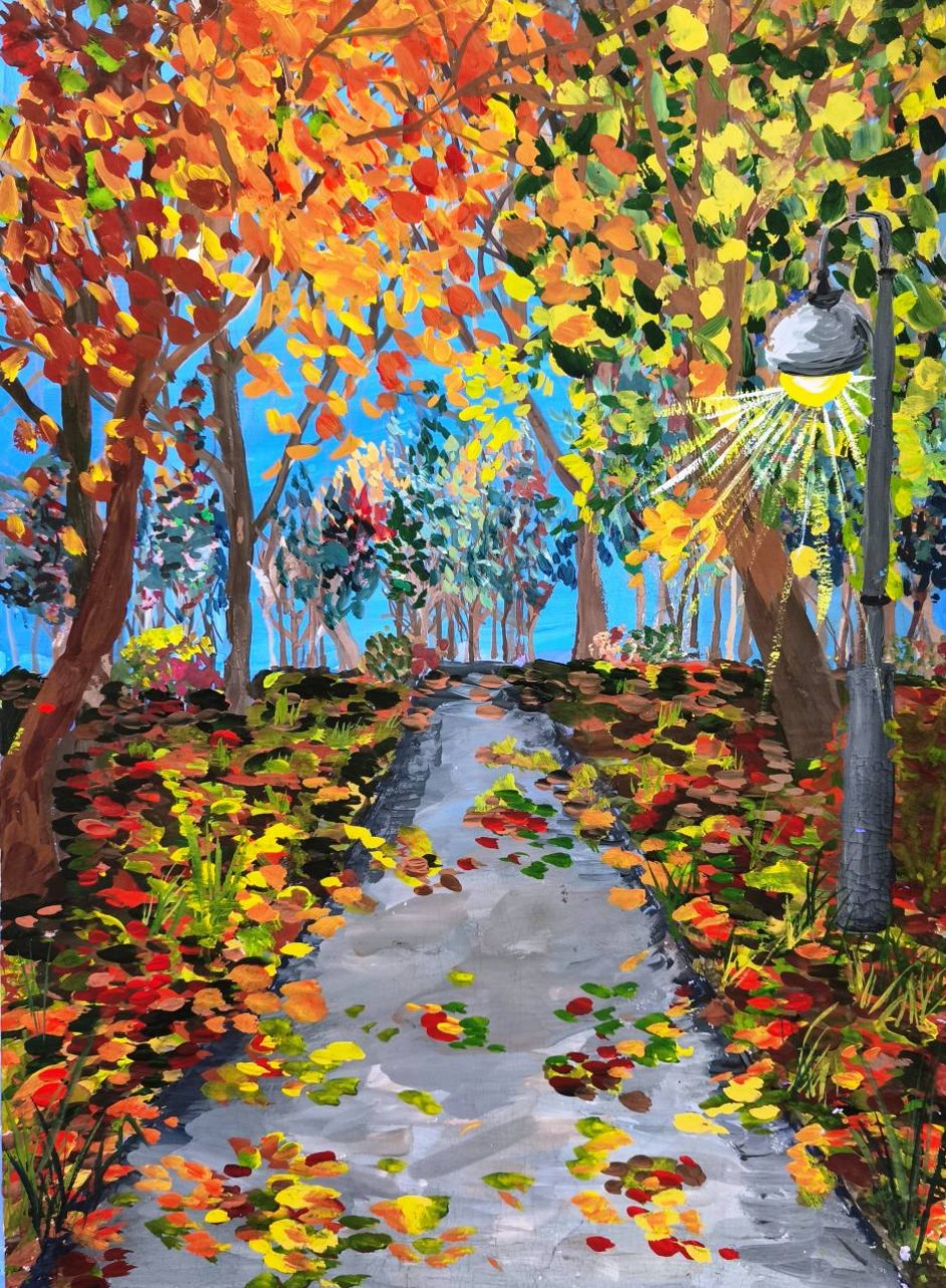 Осенняя аллея вечером