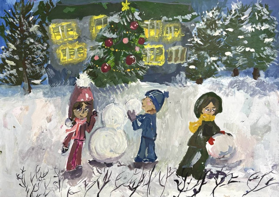 Веселый снеговик