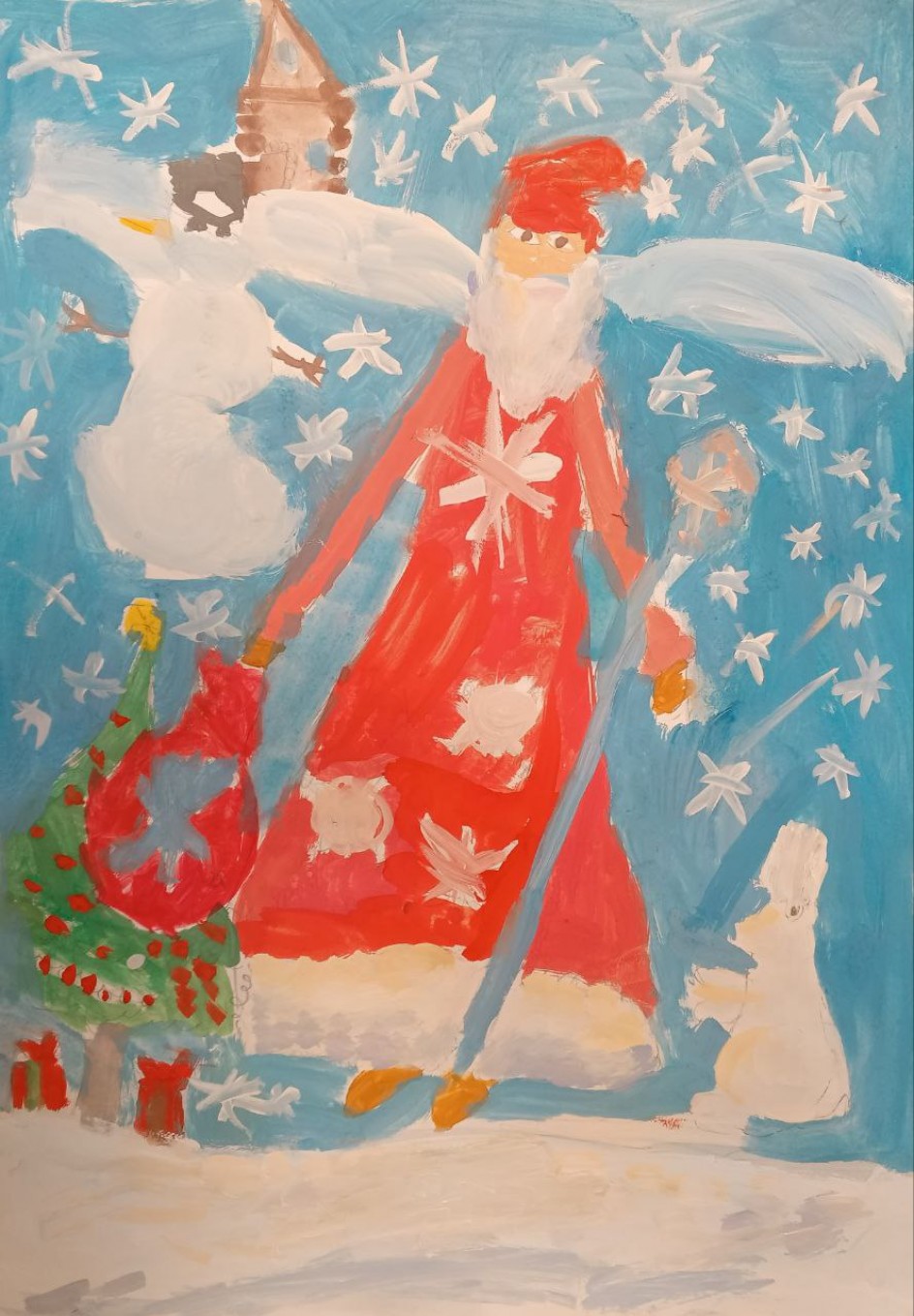 Дедушка Мороз зимним вечером.