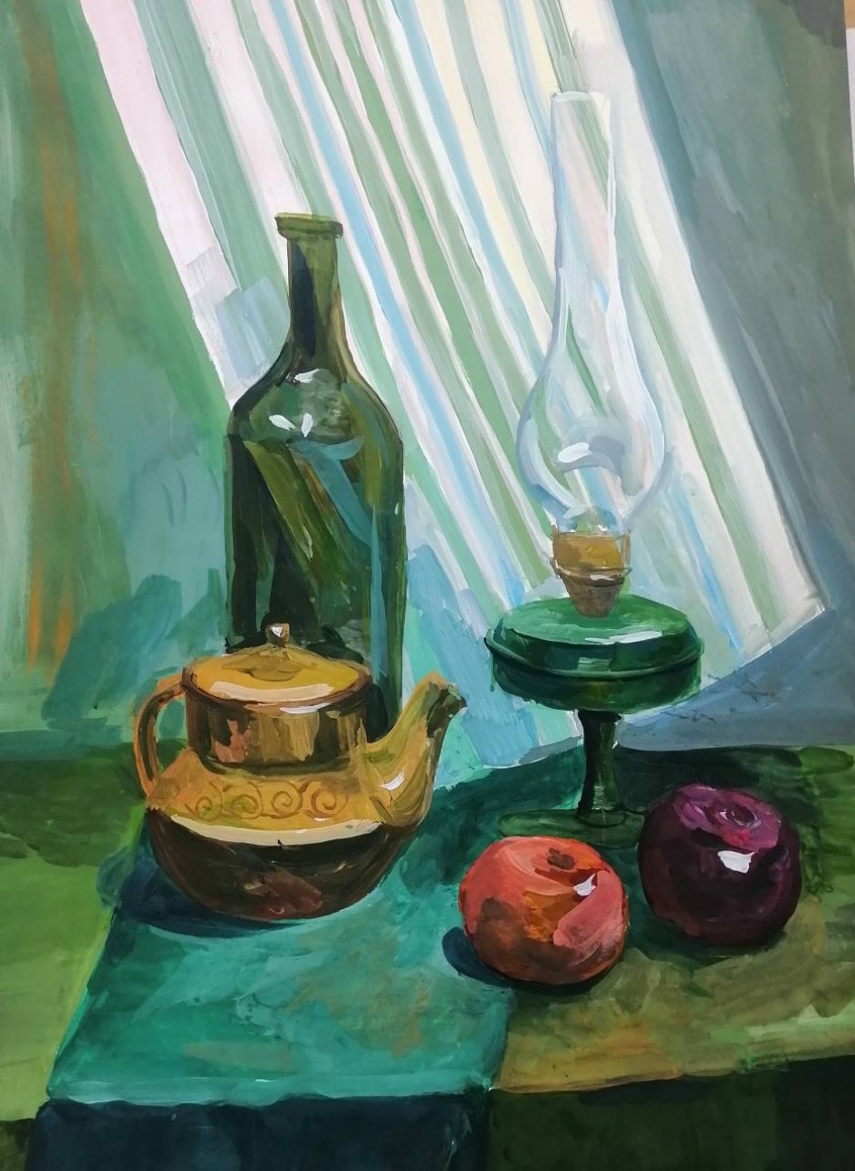 Натюрморт в зелёной цветовой гамме