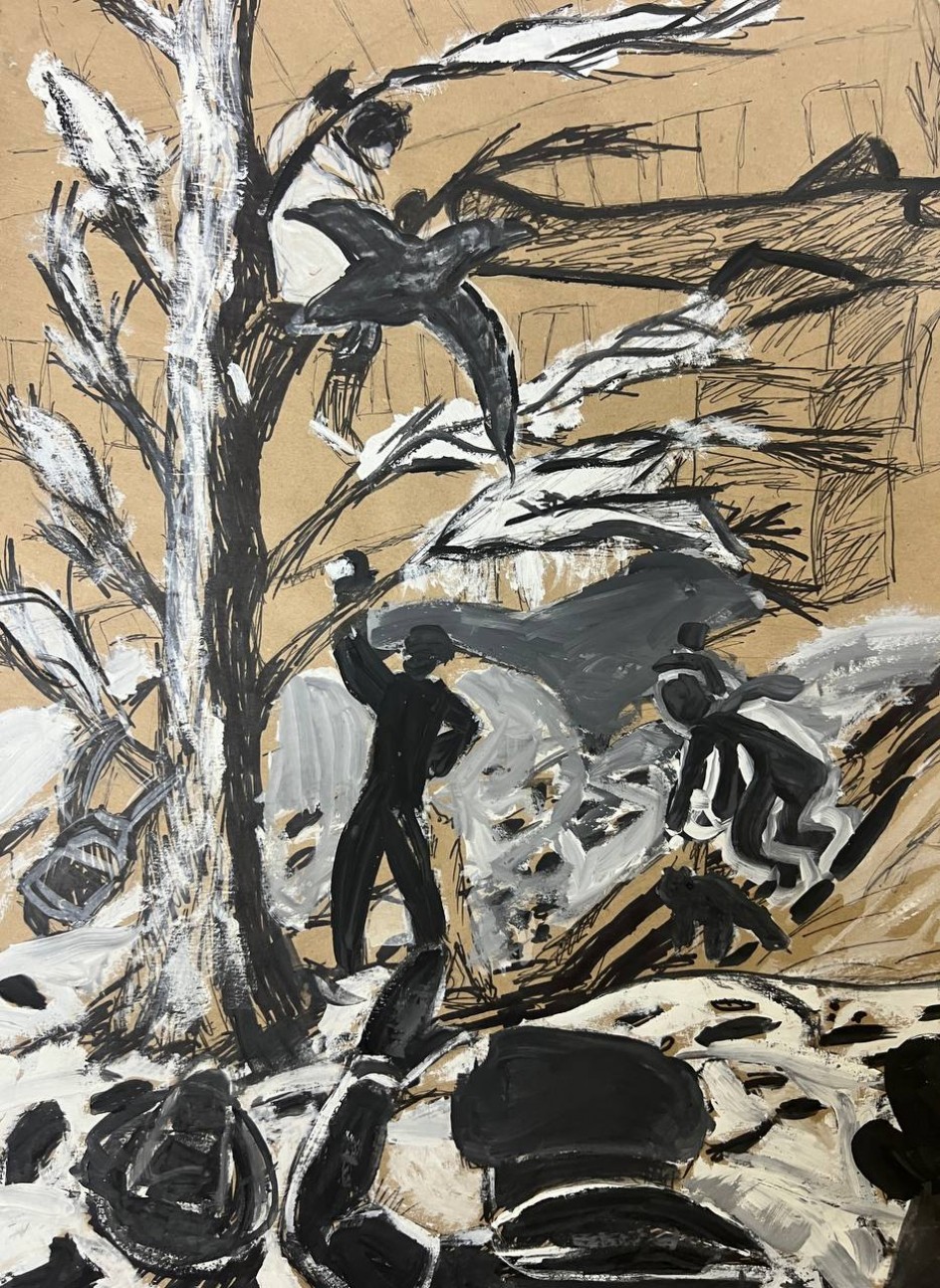 Игра в снежки после школы