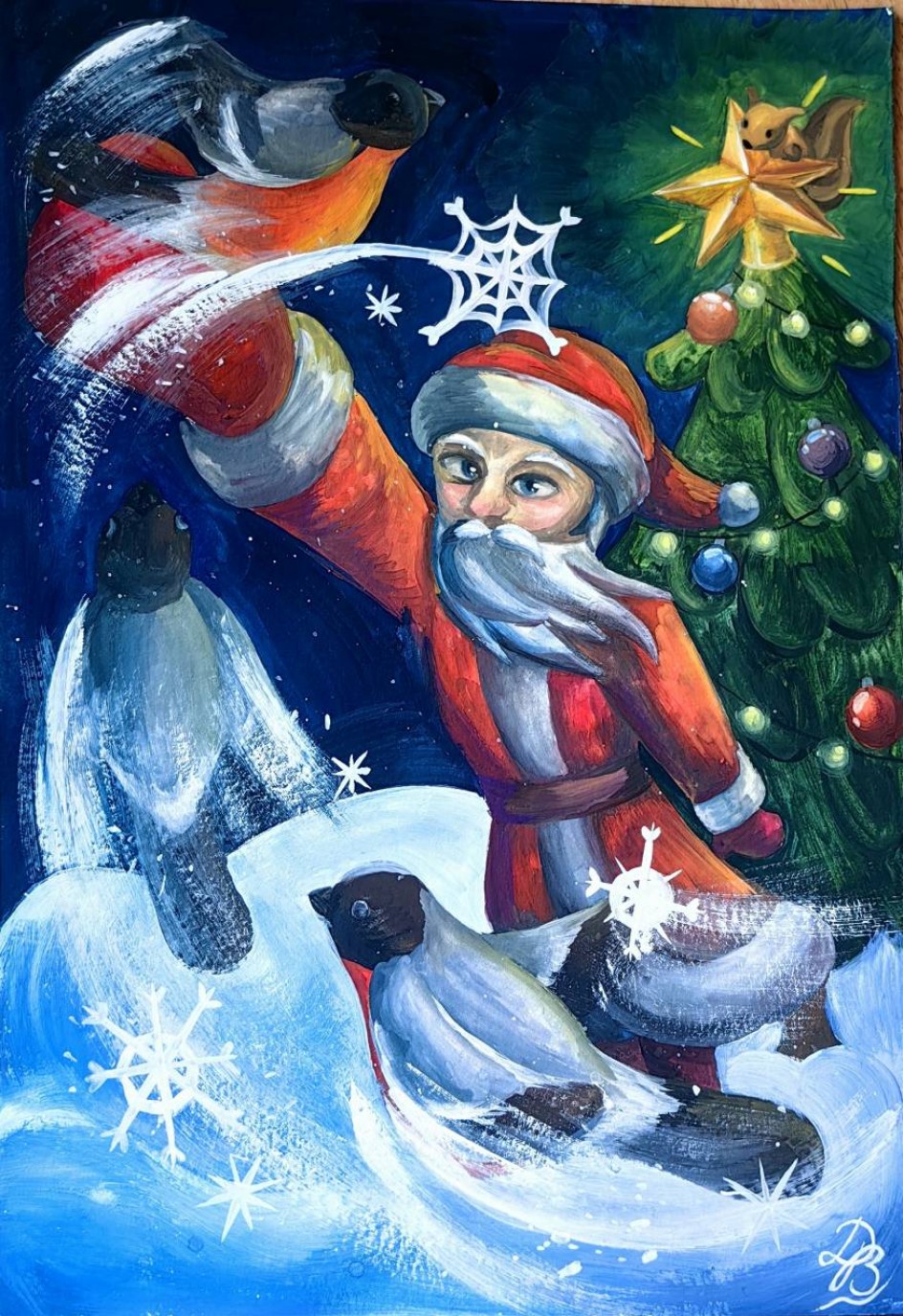 Дед Мороз и его пернатые помощники
