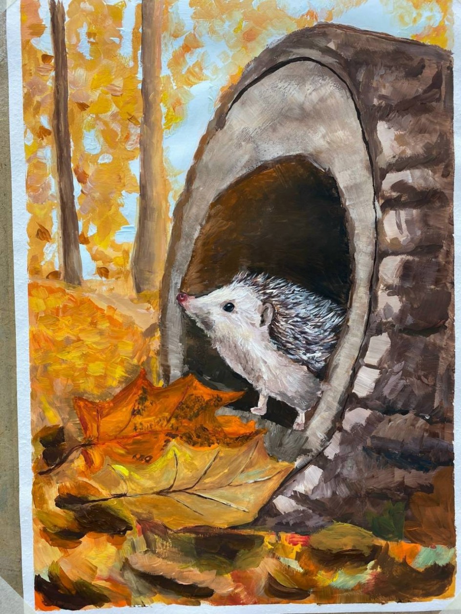 Ёжик в осеннем лесу