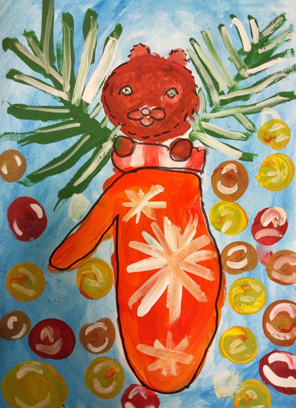 Котик в рукавице