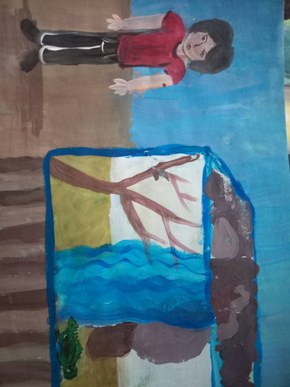 "Человека смотрит на хамелеона"