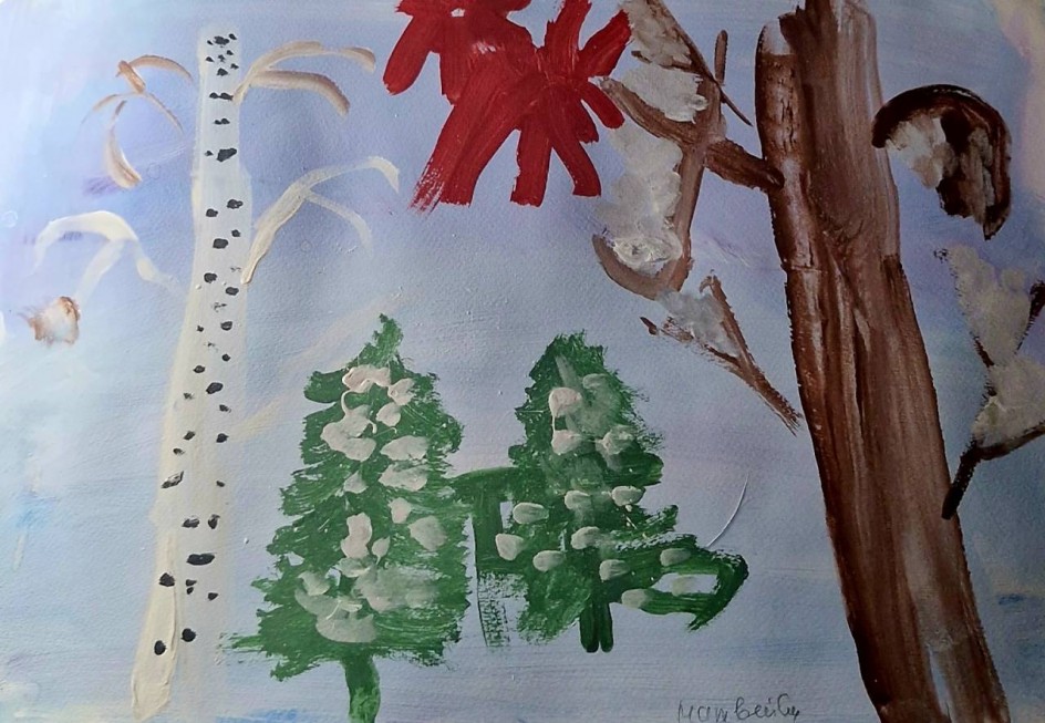 Первый снег в лесу