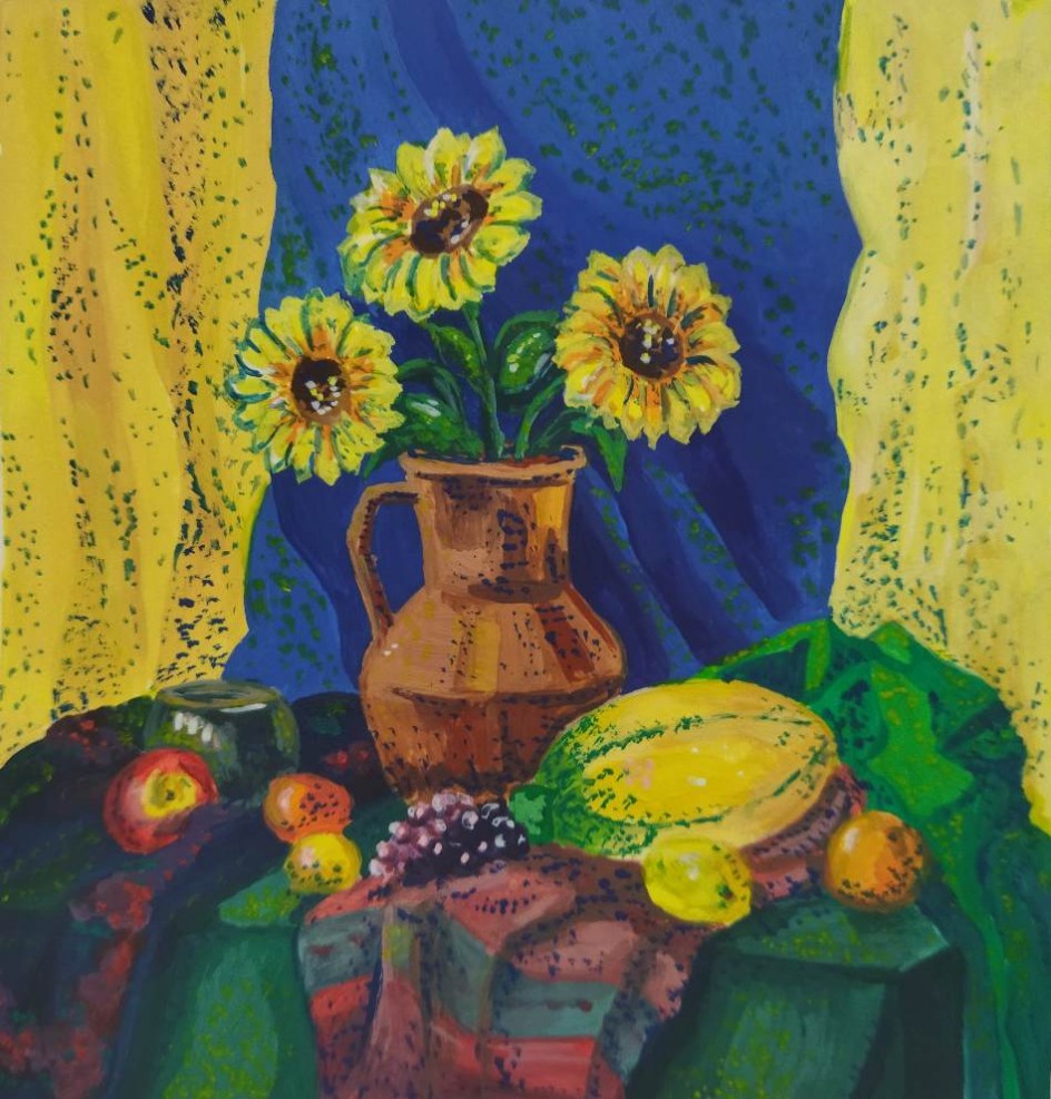 Декоративный натюрморт с подсолнухами