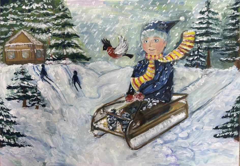 Щёки горят, снежинки тают