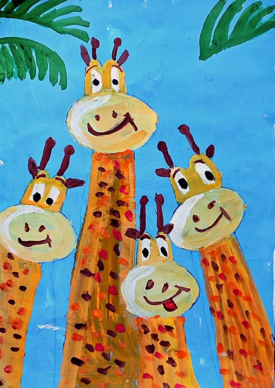 Весёлые жирафы в Африке.