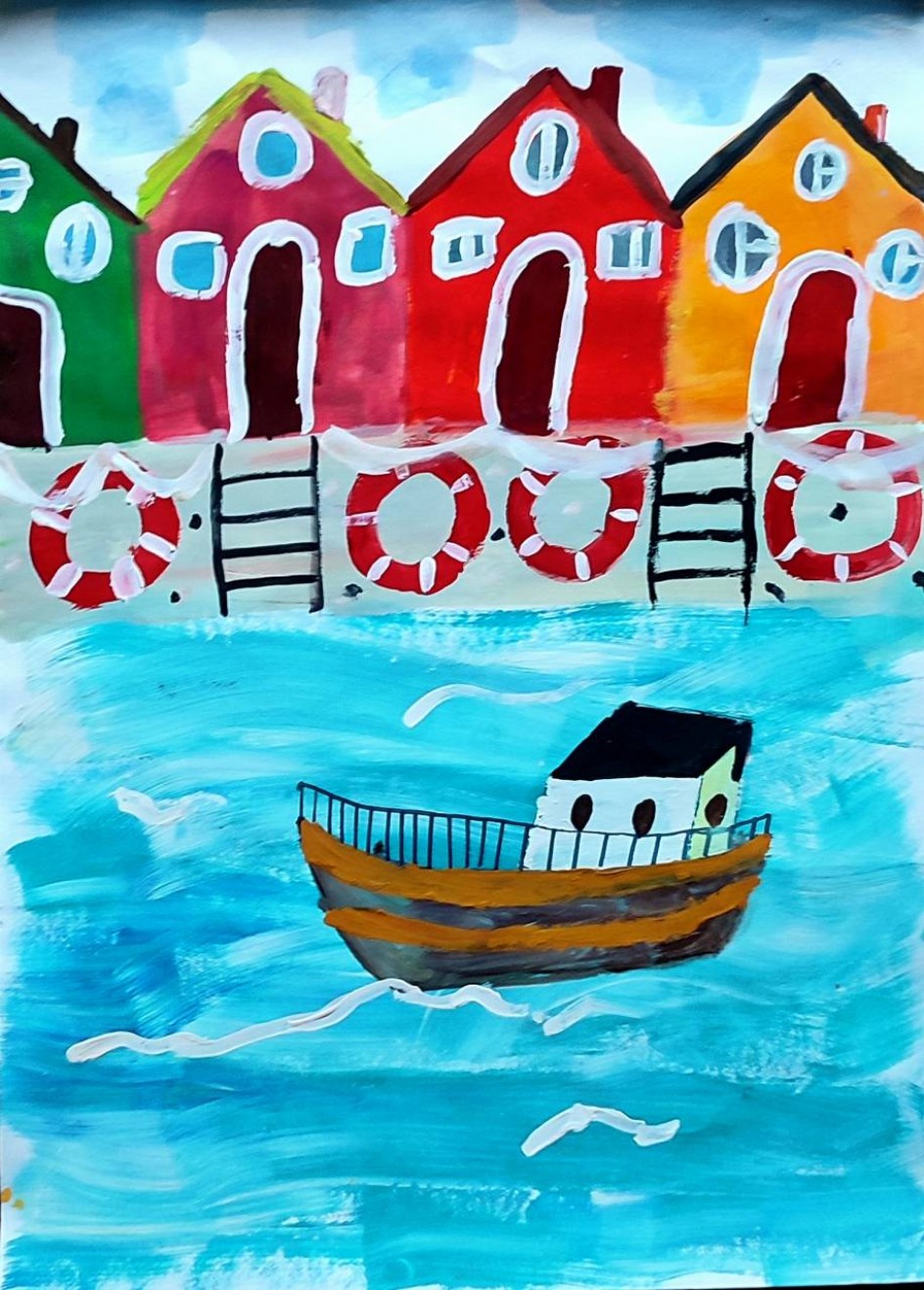 Рыбацкий посёлок у моря.