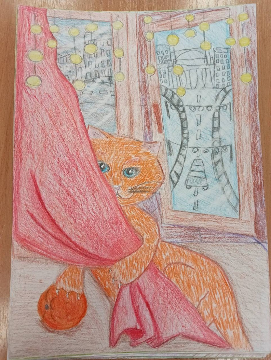 Рыжий кот под Новый Год