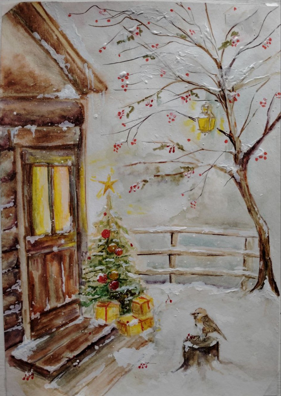 Новогодняя акварель