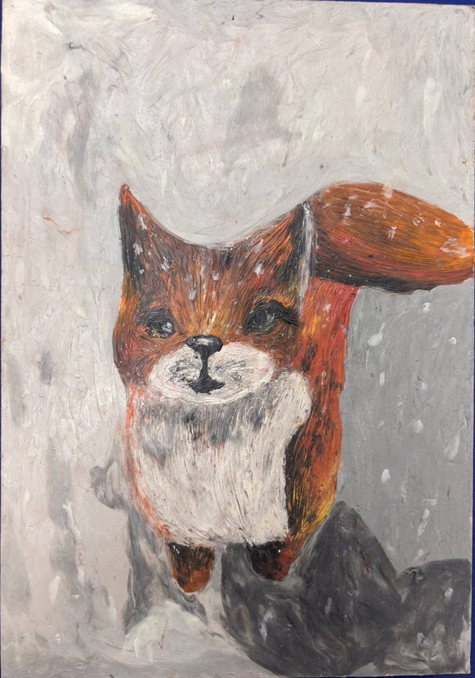 Лисица ловит первый снег