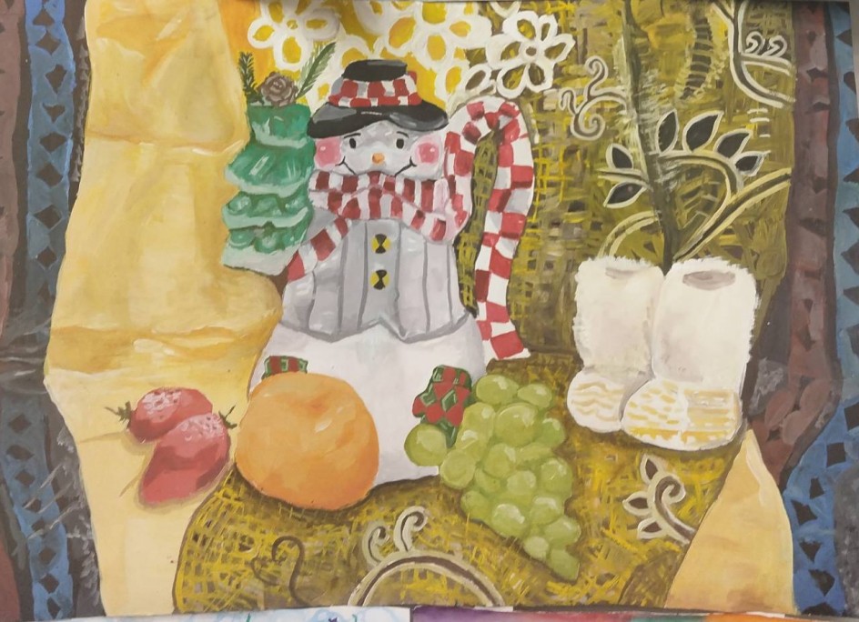 натюрморт новогодний снеговик
