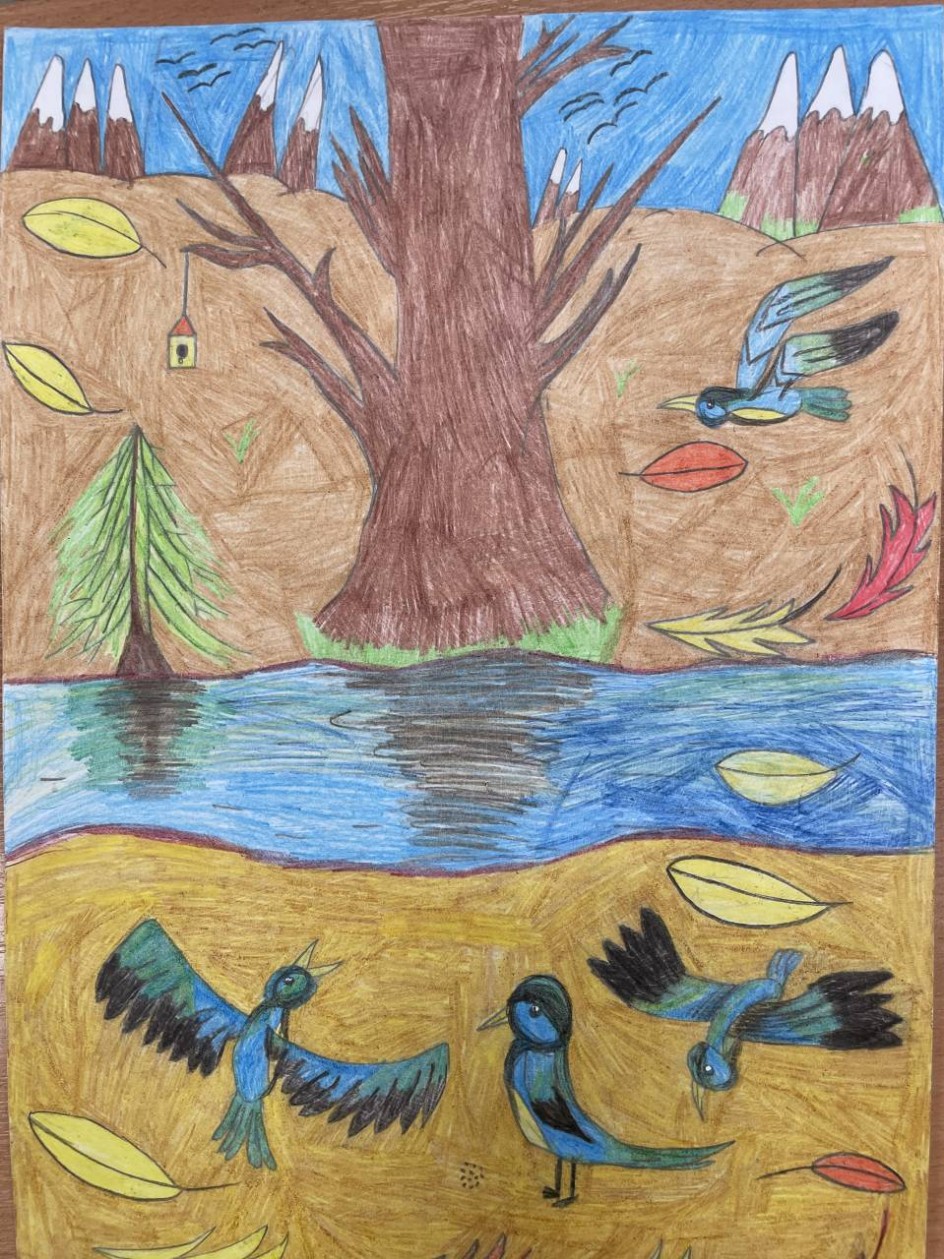 Синицы у ручья