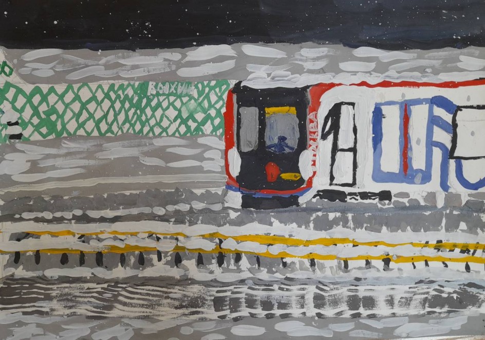 Платформа,вечер,зима.