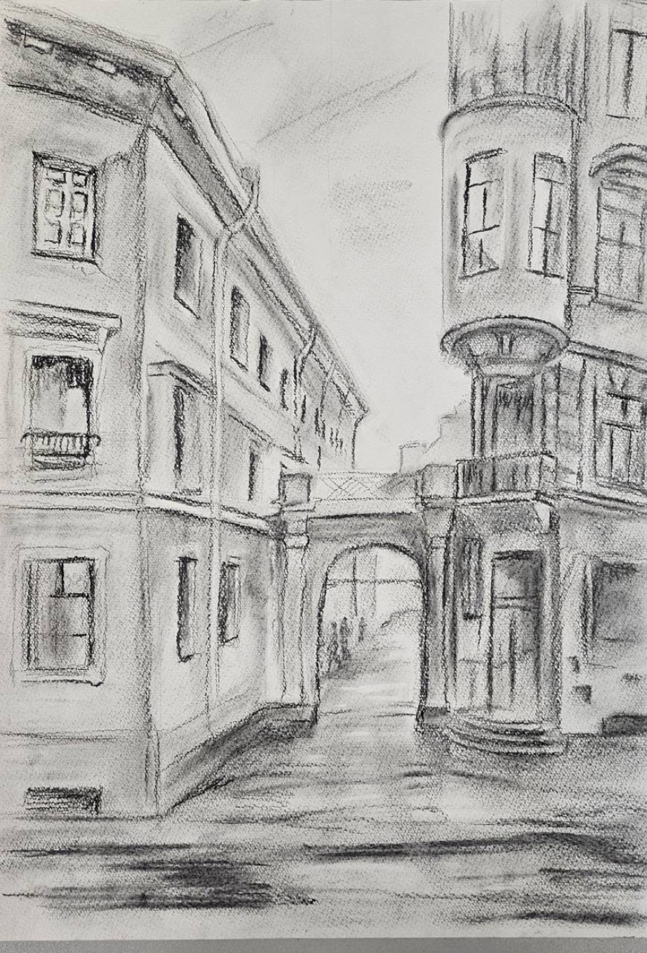Архитектурные зарисовки углём