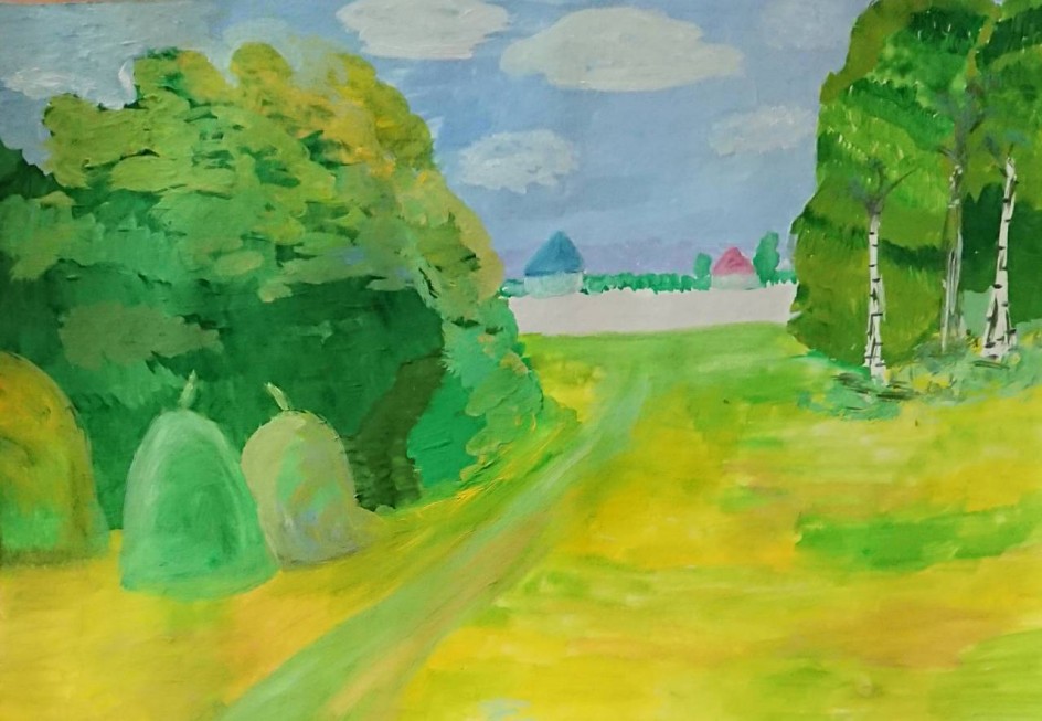 Пейзаж в желто-зелёной палитре